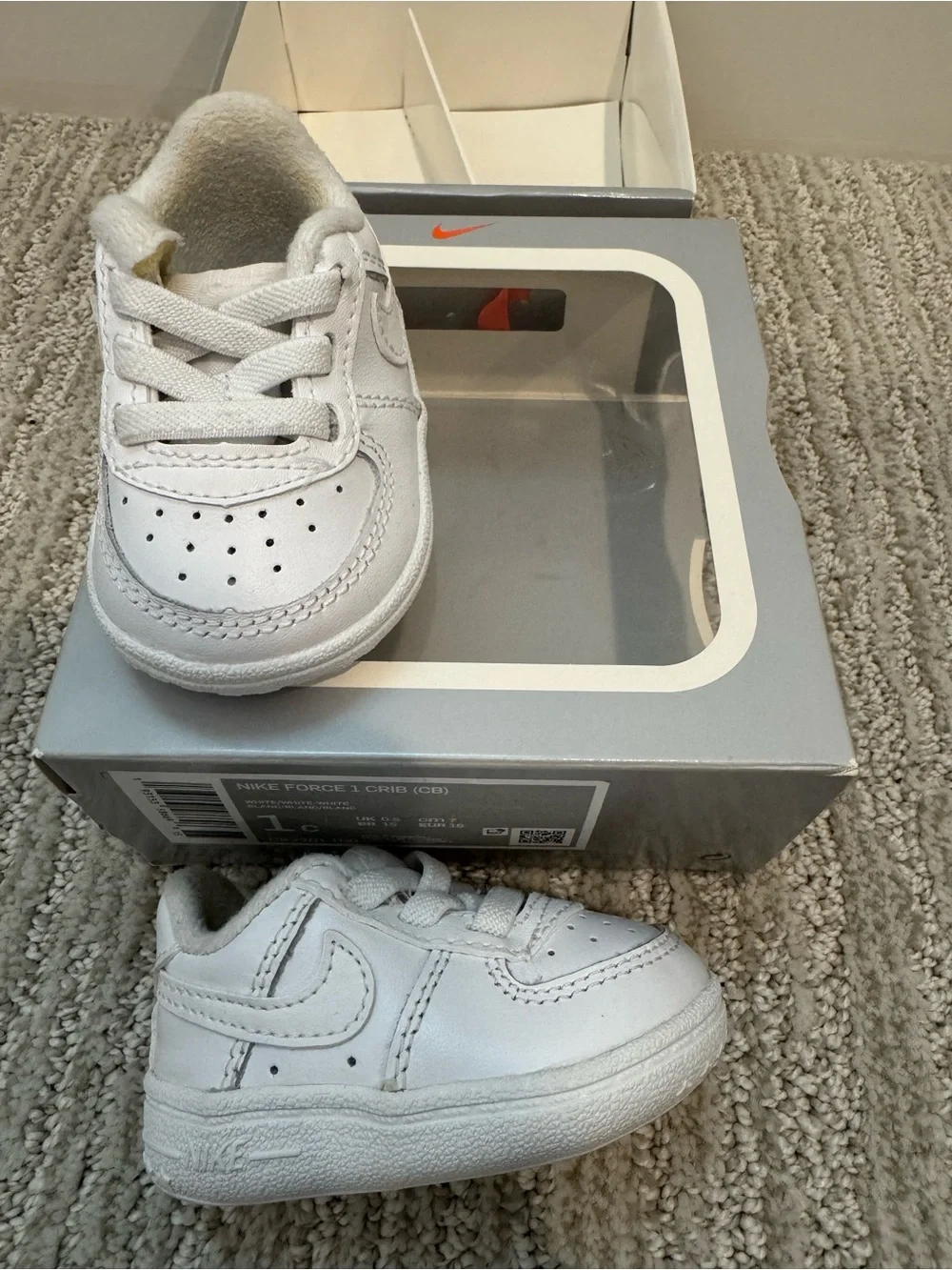Nike White Toddler Leather Sneakers with Swoosh